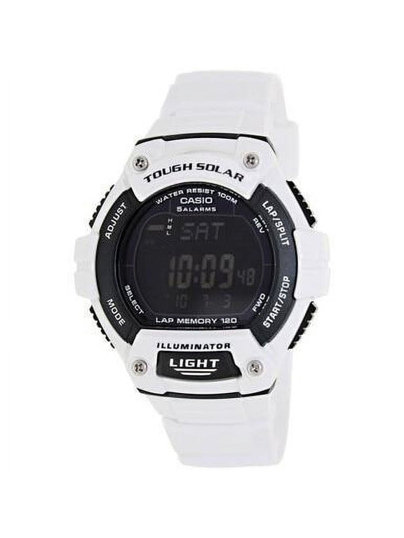 Unisex Solar Multi-Function 120-Lap Runner Watch, White Glossy Resin Strap