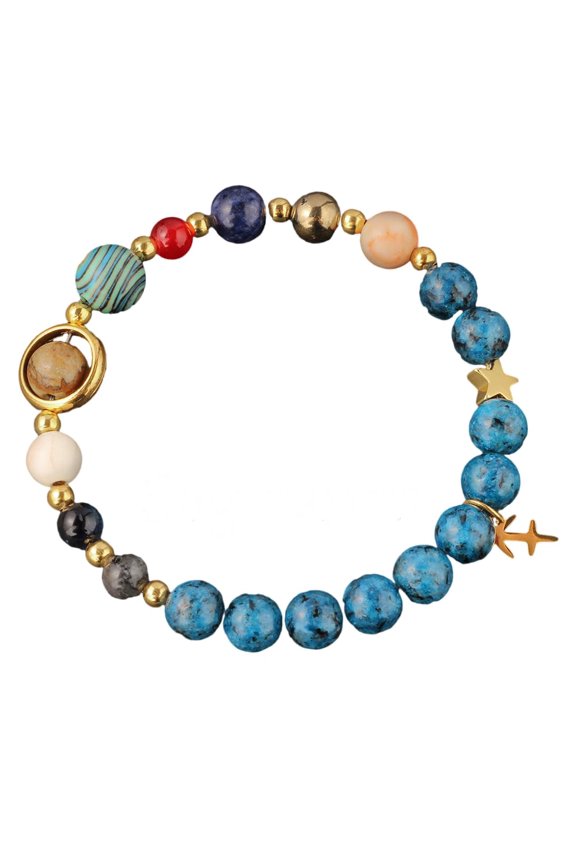 Unisex Solar System & Natural Stone， Healing Crystal Stone Beads Bracelet Birthday Zodiac Gifts, Aries Guardian Star, Horoscope Spiritual Jewelry, Birthday Gift for Women Men
