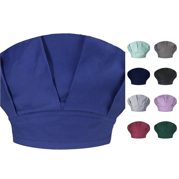Unisex Solid Color Cap Kitchen Catering Oil Proof Chef Hat Bouffant Hat for Girls One Size