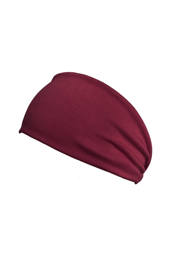 Unisex Solid Color Elastic Headband for Men and Women, Fashion Summer Outdoor Sports Headband for Running, Workouts, Gym, and Casual Activities, Sweat-Wicking and Adjustable - Wine