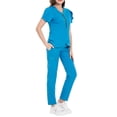 thumbnail image 1 of Unisex Solid Color Elastic Metal Zipper Scrub Set Short Sleeve Medical Uniform, 1 of 7