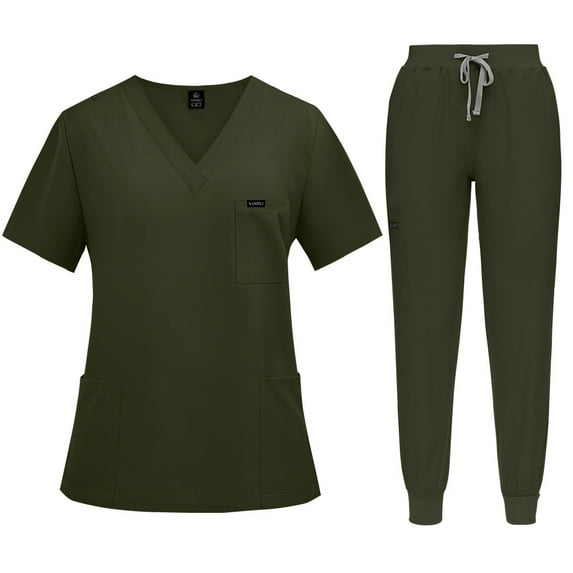 Unisex Solid - Color Elastic Scrub Set for SPA Nurses and Workplaces - Combining Comfort and Professionalism
