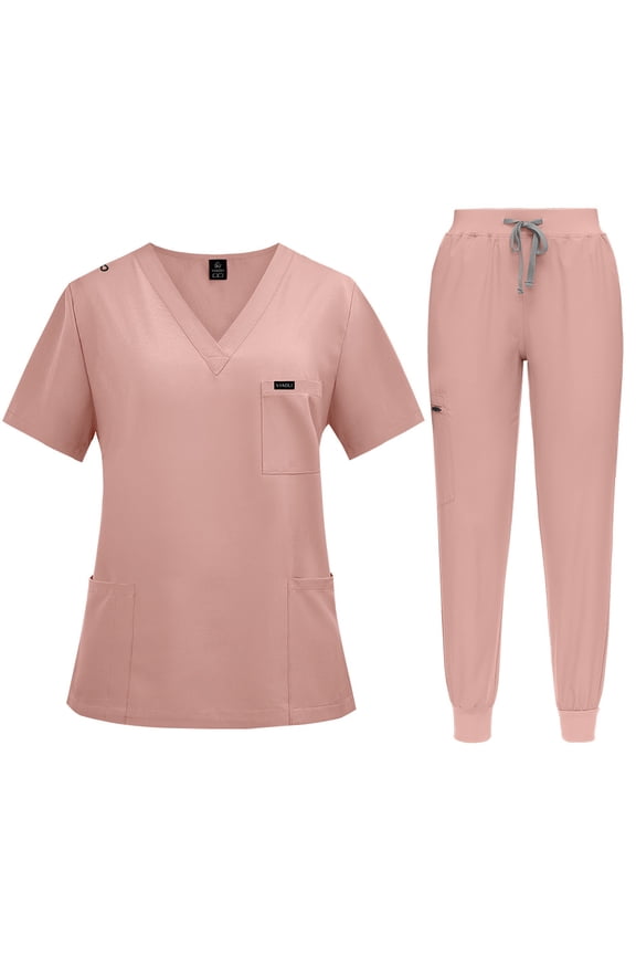 Unisex Solid - Color Elastic Scrub Set for SPA Nurses and Workplaces - Combining Comfort and Professionalism