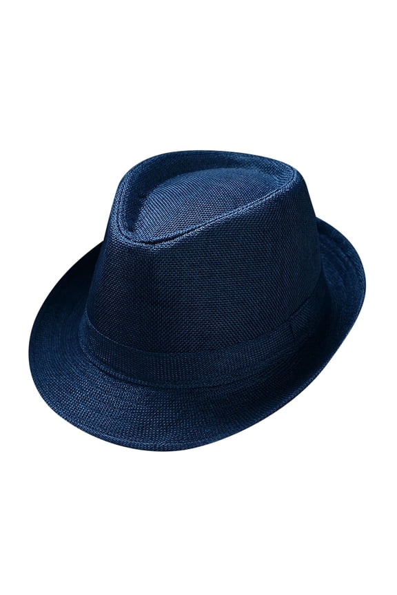 Unisex Solid Color Fedora Hat, Classic British Style Sun Hat for Travel, Vacation, and Daily UV Protection, Timeless Design for Men and Women Seeking a Polished Look Blue