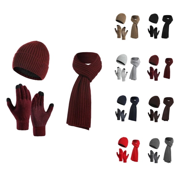 Unisex Solid Color Knit Set - Winter Scarf And Hat Combo, Simple Warm Stocking Stuffers, Fashion Gifts For Men Women Boys Girls Christmas