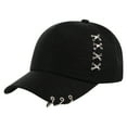thumbnail image 1 of Unisex Solid Color Metal Rings Adjustable Baseball Cap Wide Brim Sun Protection Casual Hat, 1 of 3