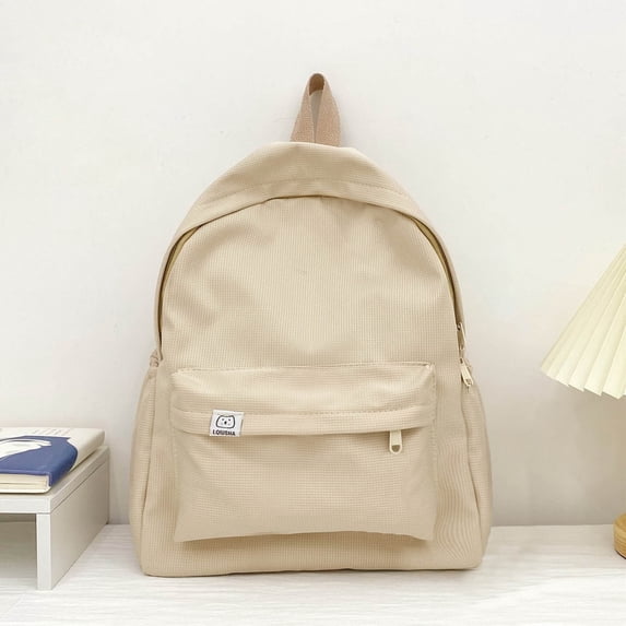 Unisex Solid Color Nylon Backpack Fashion Multi-Color Zipper School Bookbag Back to School Backpack for Men Women