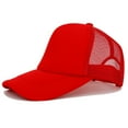 thumbnail image 1 of Unisex Solid Color Plain Trucker Hat, Mesh Back Breathable Baseball Cap for Sun Protection, for Outdoor Sports or Casual Daily Wear Red, 1 of 3