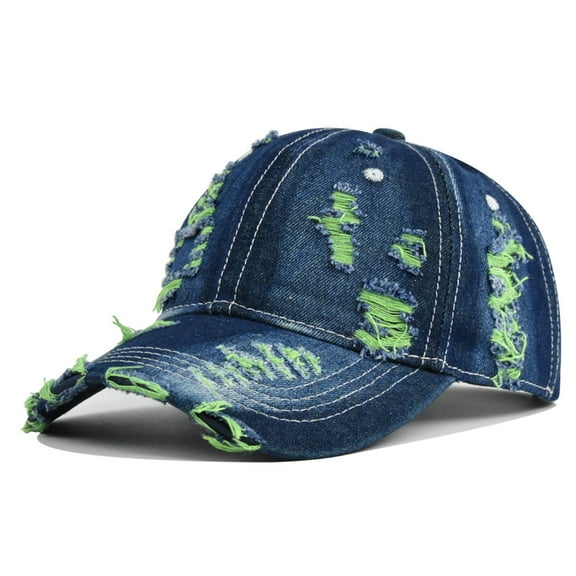 Unisex Solid Color Retro Hole Denim Baseball Cap Fashion Funny Trend Baseball Cap Adjustable Peaked Cap Outdoor Sports Couple Hats Adjustable Curved Brim Hats Sun