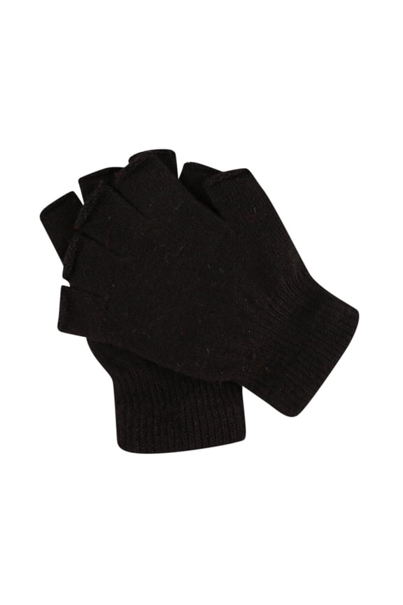 Unisex Solid Color Stretchy Knit Gloves, Wool Blend Half Finger Gloves for Cycling, Driving, and Cold Weather Activities, Touchscreen Compatible Black