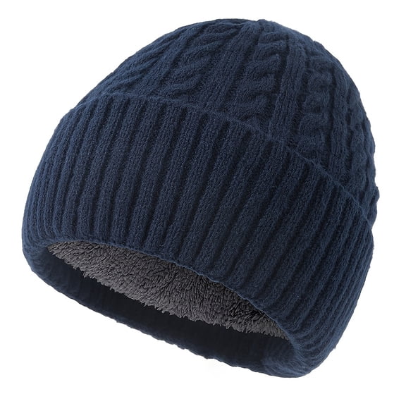 Unisex Solid Color Winter Warm Brimless Hat, Fleece Lined Thickened Brimless Hat, Suitable for Women and Men - with Crochet Design, Women's Winter Hat, Men's Winter Hat