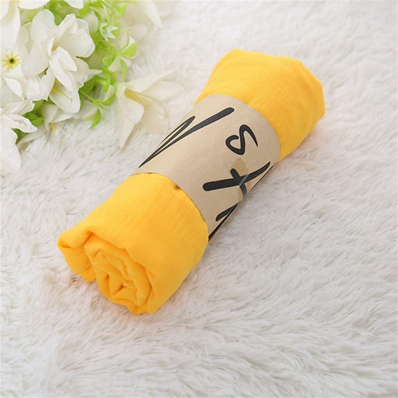 Unisex Solid Color Woven Cotton Scarf for Autumn and Winter, Versatile Outdoor Sun Protection Beach Towel Scarf, Lightweight Multi-Purpose Wrap for Travel and Picnic, Soft Carpet Style Scarf - Yellow