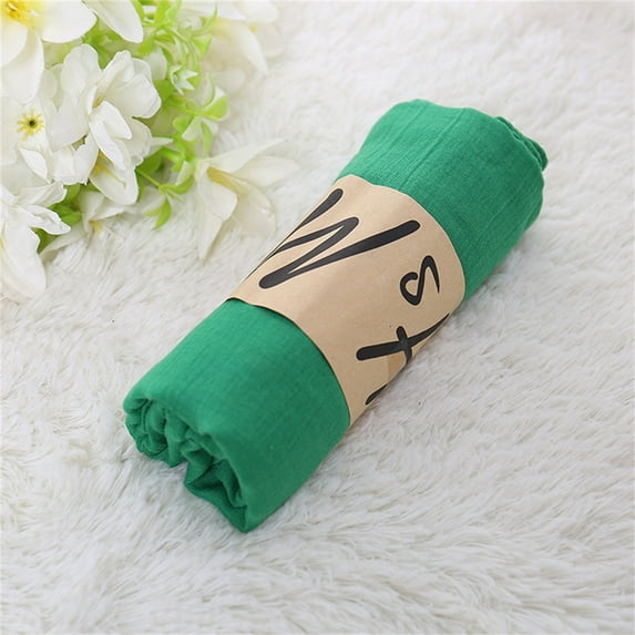 Unisex Solid Color Woven Cotton Scarf for Autumn and Winter, Versatile Outdoor Sun Protection Beach Towel Scarf, Lightweight Multi-Purpose Wrap for Travel and Picnic, Soft Carpet Style Scarf - Green