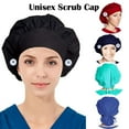 thumbnail image 1 of Unisex Solid Print Scrub Cap with Button Detail Work Professional Hat, 1 of 5