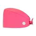 thumbnail image 1 of Unisex Solid Scrub Caps with Sweat Buttons, Adjustable Tie Back Breathable Lightweight Soft Working Cap Nurse Doctor Hospital Staff Headwear Hot Pink One Size, 1 of 2