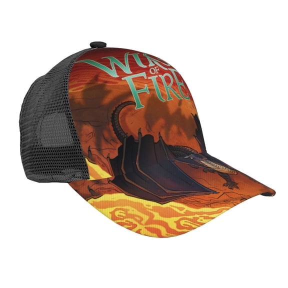 Unisex Wings Dragon Fire Baseball Cap Adjustable Trucker Mesh Hat For Running Sports Hiking Camping