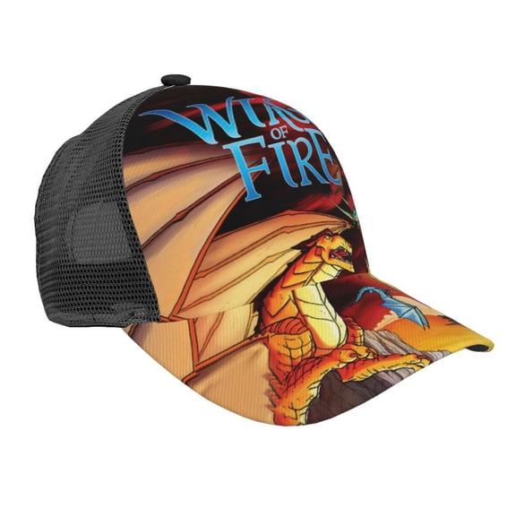 Unisex Wings Dragon Fire Baseball Cap Adjustable Trucker Mesh Hat For Running Sports Hiking Camping