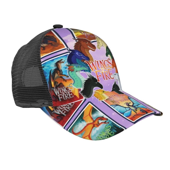 Unisex Wings Dragon Fire Baseball Cap Adjustable Trucker Mesh Hat For Running Sports Hiking Camping