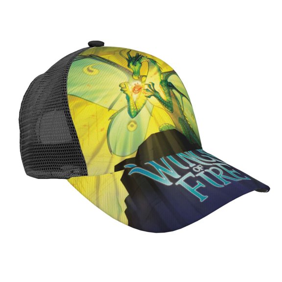 Unisex Wings Dragon Fire Baseball Cap Adjustable Trucker Mesh Hat For Running Sports Hiking Camping