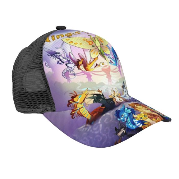 Unisex Wings Dragon Fire Baseball Cap Adjustable Trucker Mesh Hat For Running Sports Hiking Camping