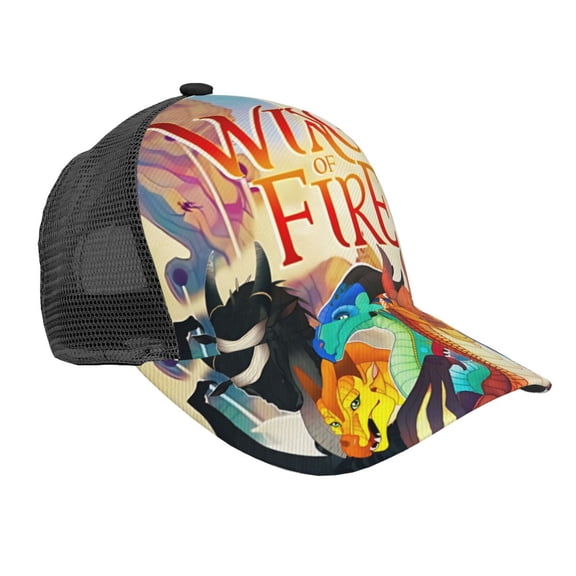 Unisex Wings Dragon Fire Baseball Cap Adjustable Trucker Mesh Hat For Running Sports Hiking Camping