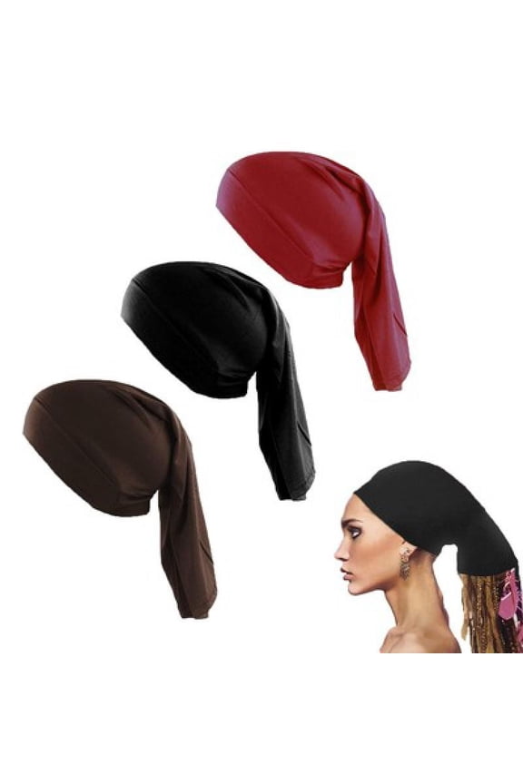 Unisex Spandex Dreadlocks Tube 3 Packed Long Hair Covers for Men Women (Long Set-3 Packed)