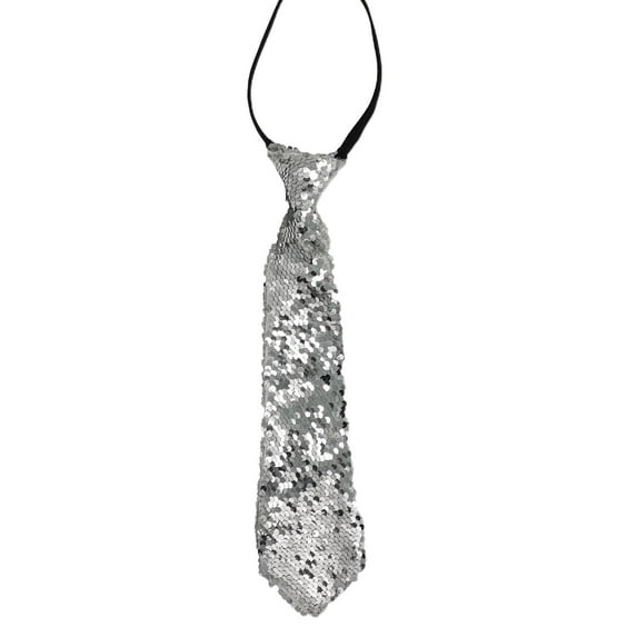 Unisex Sparkly Reversible Sequins Ties Adjusted Zippered Glittering Pre-Tied Necktie Fashion Halloween Party Costume