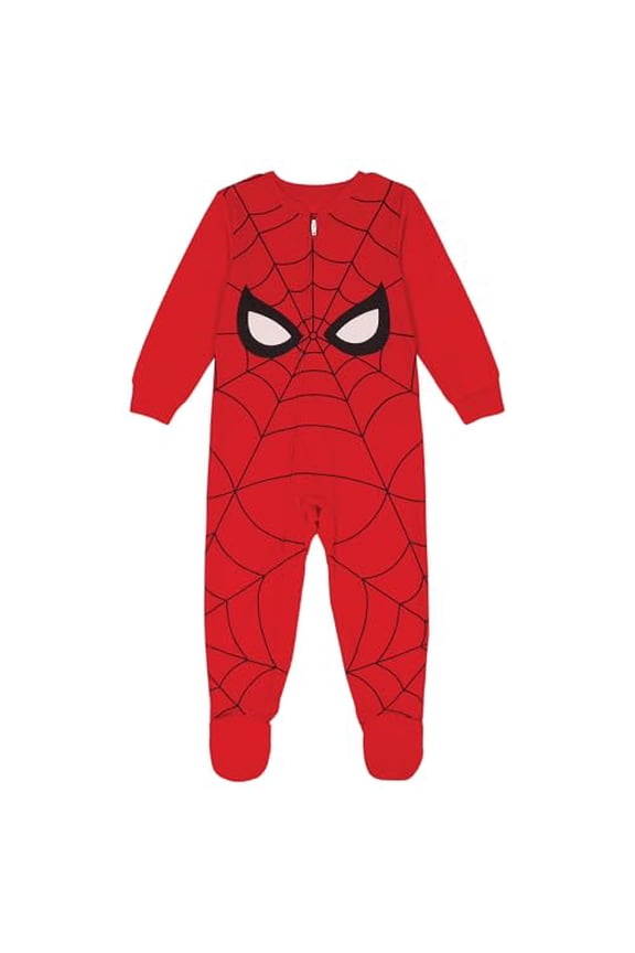 Unisex Spider Man One Piece Sleeper Pajamas, Red, 2T
