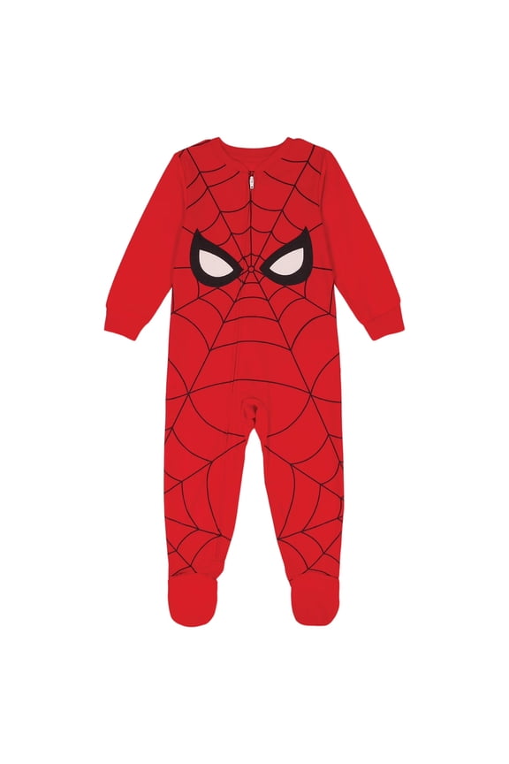 Unisex Spider Man Spidey One Piece Sleeper Pajamas, Red, 2T