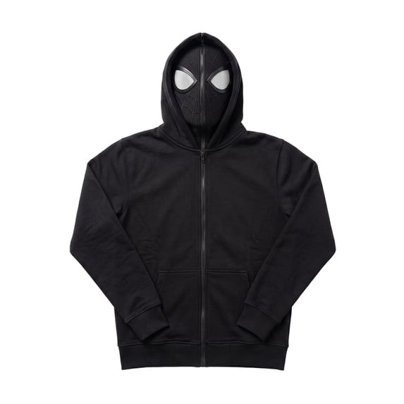 Unisex Spider Superhero Cosplay Hooded Jacket, Long Sleeve Full Mask Zipper Sweatshirt Costume Outwear for Gift, Black, 4XL
