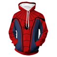 thumbnail image 1 of Unisex Spider Superhero Cosplay Hoodie, 3D Web Printed Long Sleeve Drawstring Hooded Sweatshirt Pullover for Halloween Party, Red, L, 1 of 4