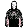 thumbnail image 1 of Unisex Spider Superhero Zip Up Hoodie, Full Mask Graphic Long Sleeve Halloween Cosplay Sweatshirt Jacket with Pockets, Pink, 2XL, 1 of 5
