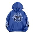 thumbnail image 1 of Unisex Spider Web Graphic Zip Up Hoodie Drawstring Long Sleeve Oversized Sweatshirt Gothic Streetwear Y2K Casual Jacket Halloween Tops Blue M, 1 of 3