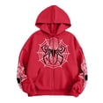 thumbnail image 1 of Unisex Spider Web Graphic Zip Up Hoodie Drawstring Long Sleeve Oversized Sweatshirt Gothic Streetwear Y2K Casual Jacket Halloween Tops Red L, 1 of 3
