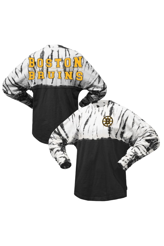 Unisex Spirit Jersey Black Boston Bruins Crystal Half Dye Long Sleeve T-Shirt