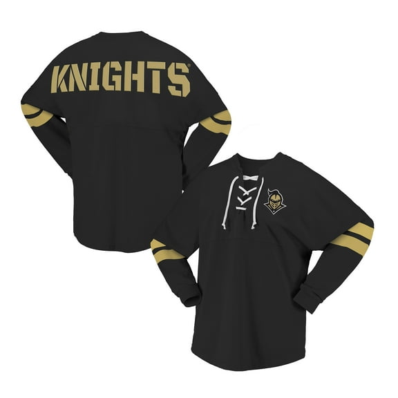 Unisex Spirit Jersey Black UCF Knights Lace-Up V-Neck Long Sleeve T-Shirt