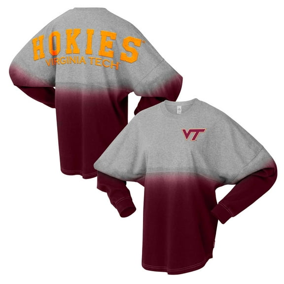 Unisex Spirit Jersey Maroon/Gray Virginia Tech Hokies Ombre Long Sleeve T-Shirt