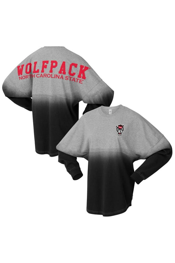 Unisex Spirit Jersey Red/Gray NC State Wolfpack Ombre Long Sleeve T-Shirt