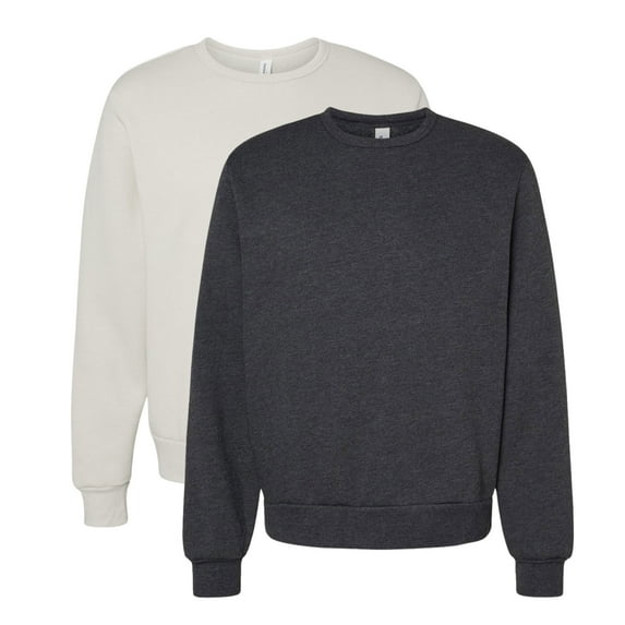 Unisex Sponge Crewneck Sweatshirt 52/48 Cotton/Polyester Fleece Long Sleeve Winter Sweater (Heather-Dust+Dark-Grey-Heather 2PCS, M)