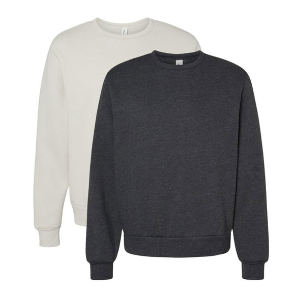 Unisex Sponge Crewneck Sweatshirt 52/48 Cotton/Polyester Fleece Long Sleeve Winter Sweater (Heather-Dust Dark-Grey-Heather 2PCS, XS)