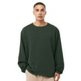 thumbnail image 1 of Unisex Sponge Crewneck Sweatshirt 52/48 Cotton/Polyester Fleece Long Sleeve Winter Sweater (Heather-Forest, S), 1 of 7