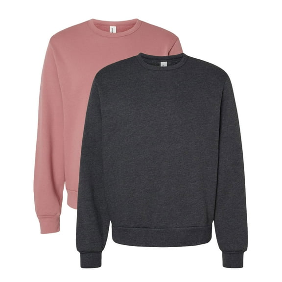 Unisex Sponge Crewneck Sweatshirt 52/48 Cotton/Polyester Fleece Long Sleeve Winter Sweater (Mauve Dark-Grey-Heather 2PCS, XS)