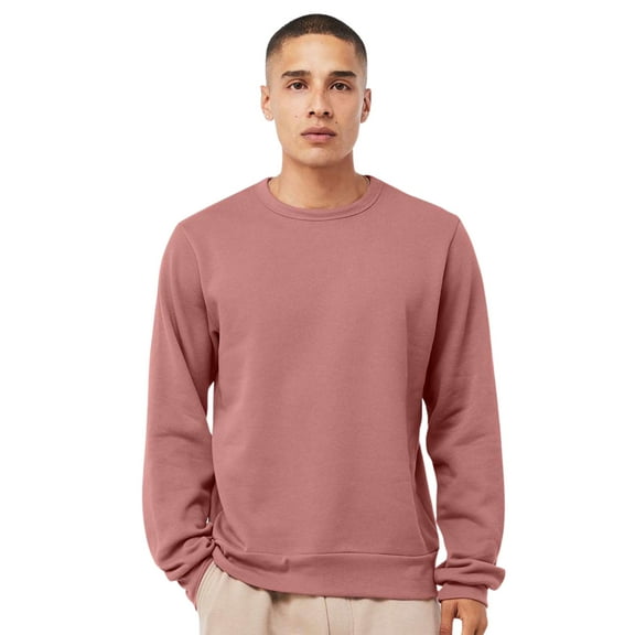Unisex Sponge Crewneck Sweatshirt 52/48 Cotton/Polyester Fleece Long Sleeve Winter Sweater (Mauve, L)