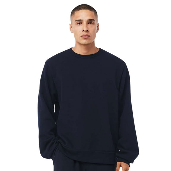 Unisex Sponge Crewneck Sweatshirt 52/48 Cotton/Polyester Fleece Long Sleeve Winter Sweater (Navy, XL)