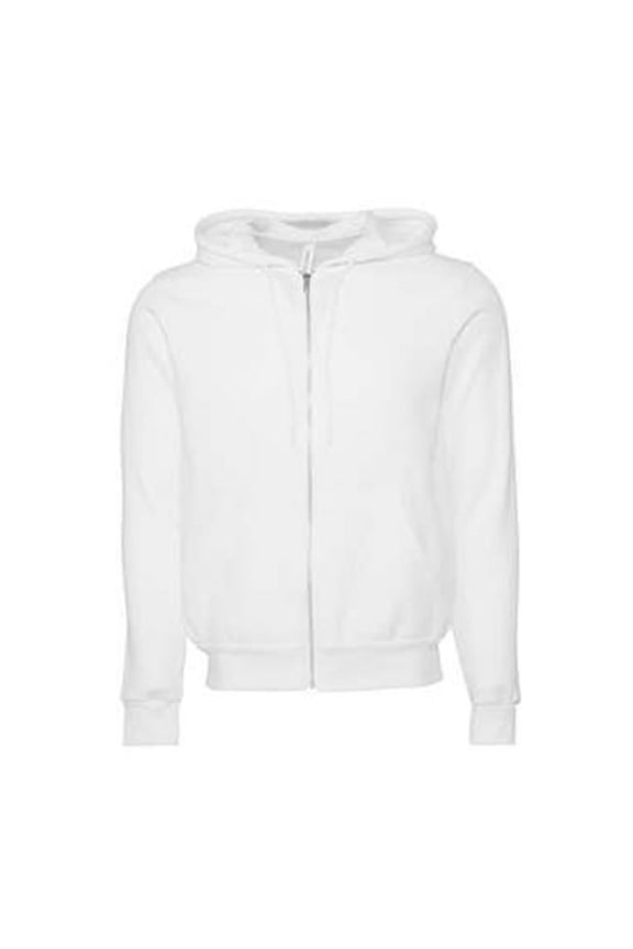 Unisex Sponge Fleece Full-Zip Hoodie, DTG White - Extra Large