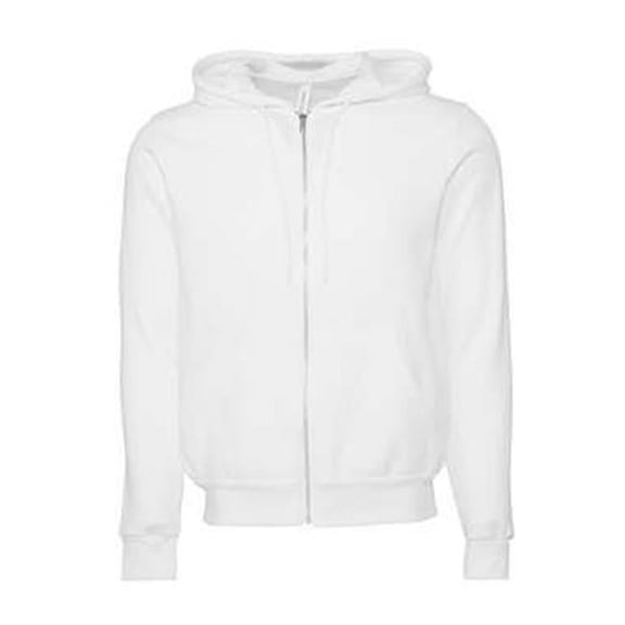 Unisex Sponge Fleece Full-Zip Hoodie, DTG White - Medium