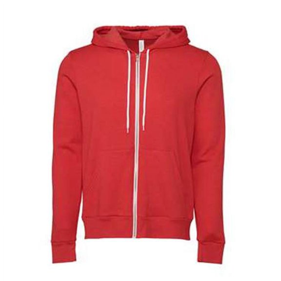 Unisex Sponge Fleece Full-Zip Hoodie, Heather Red - Extra Small
