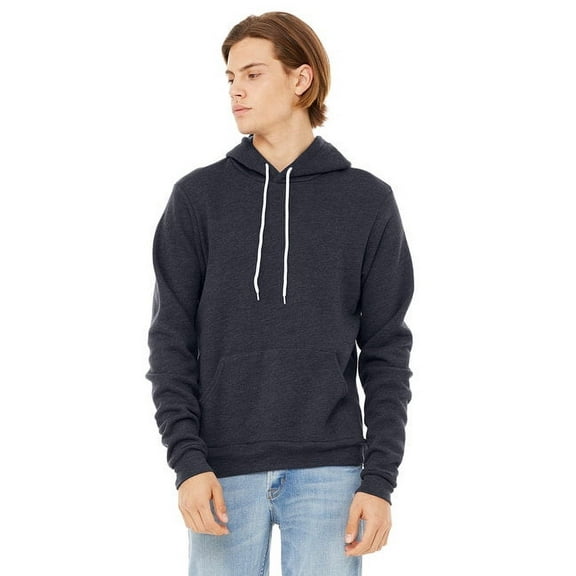 Unisex Sponge Fleece Pullover Hooded Sweatshirt - HEATHER NAVY - XL