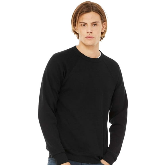 Unisex Sponge Fleece Raglan Crewneck Sweatshirt, 52/48 Cotton/Polyester Long Sleeve Winter Sweater (Black 1 Pack, M)