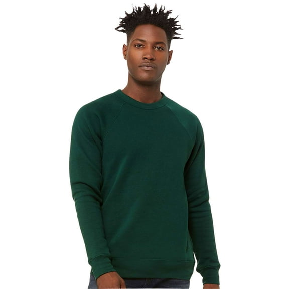 Unisex Sponge Fleece Raglan Crewneck Sweatshirt, 52/48 Cotton/Polyester Long Sleeve Winter Sweater (Forest 1 Pack, XL)